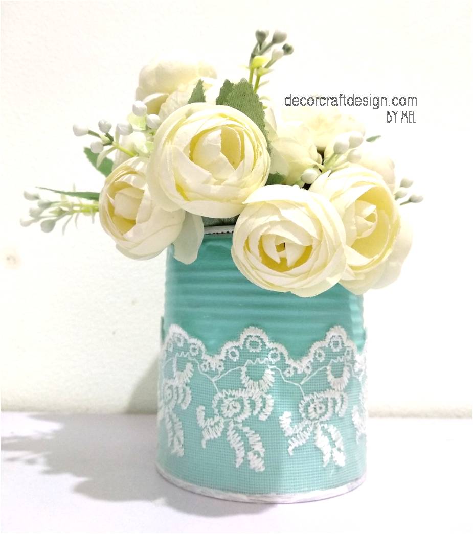 Shabby Chic Lace Tin Can Vase For Easy Spring DIY Bridal Shower