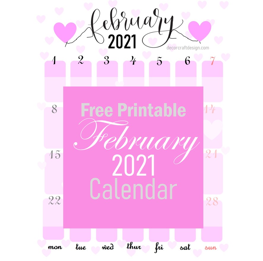 Free Printable February 2021 Calendar