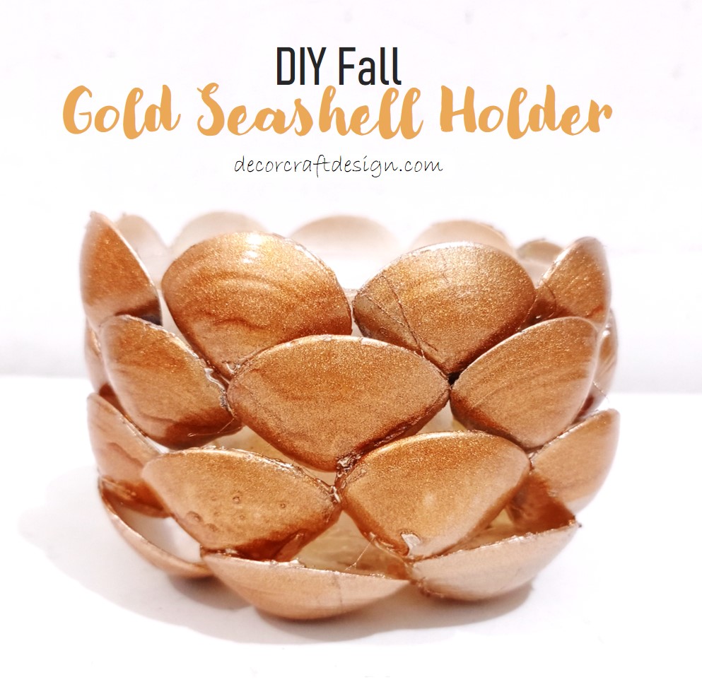 DIY Fall Gold Seashell Holder