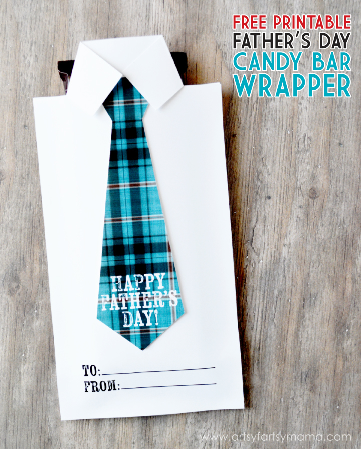 fathers day candy bar wrapper printable shaped like shirt with a tie