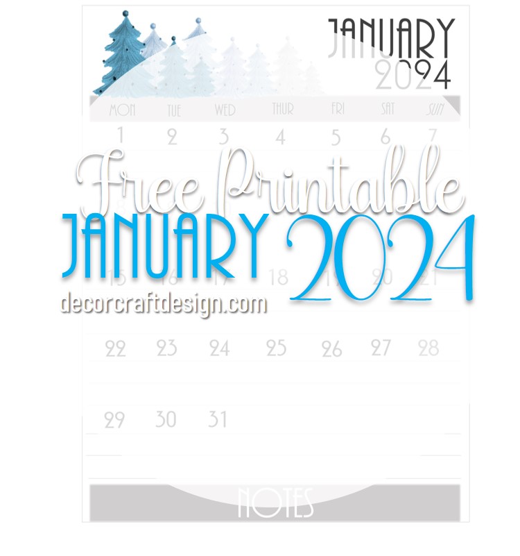 FREE Printable January 2024 Calendar